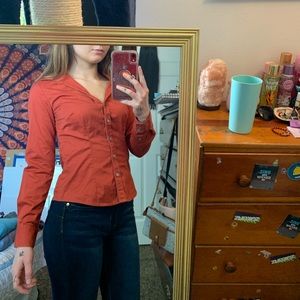 Red button down long sleeve.